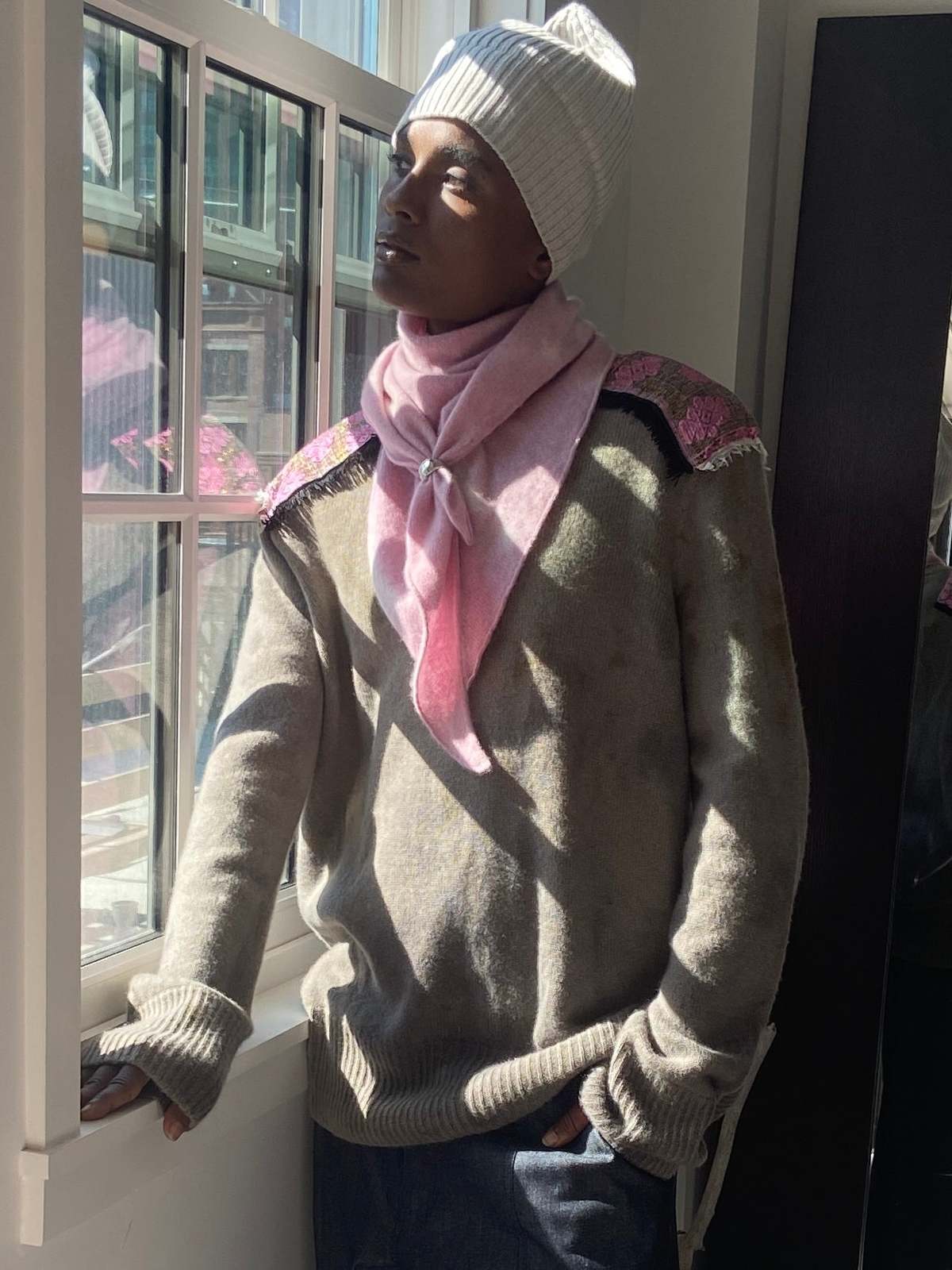 Yesaet Hirut Botanically Dyed Crewneck Sweater - Vintage Camo Botanical - Image 1 of 5