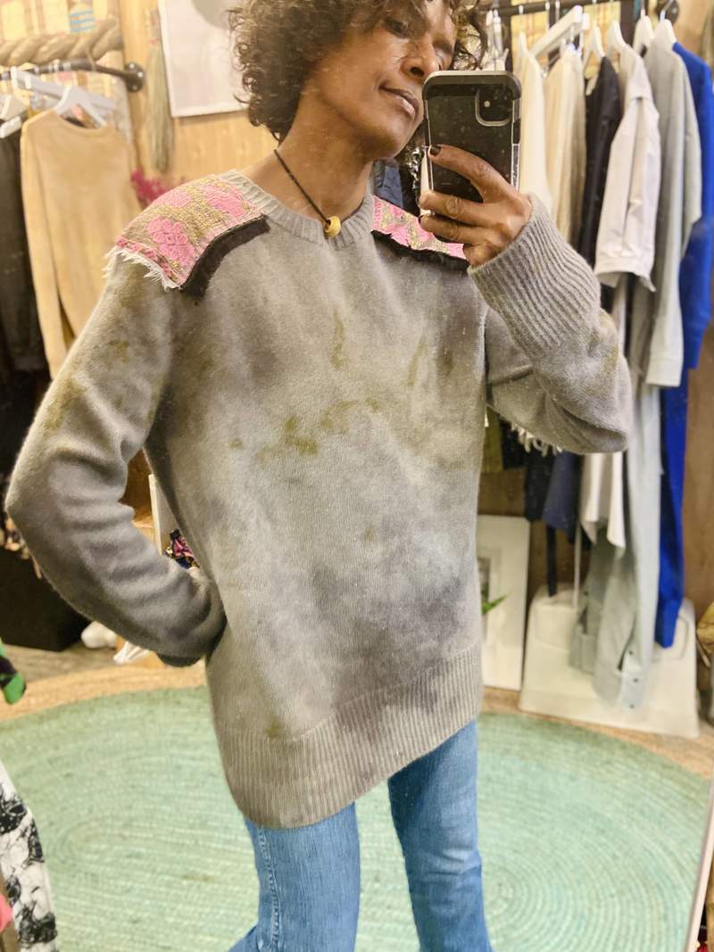 Yesaet Hirut Botanically Dyed Crewneck Sweater - Vintage Camo Botanical