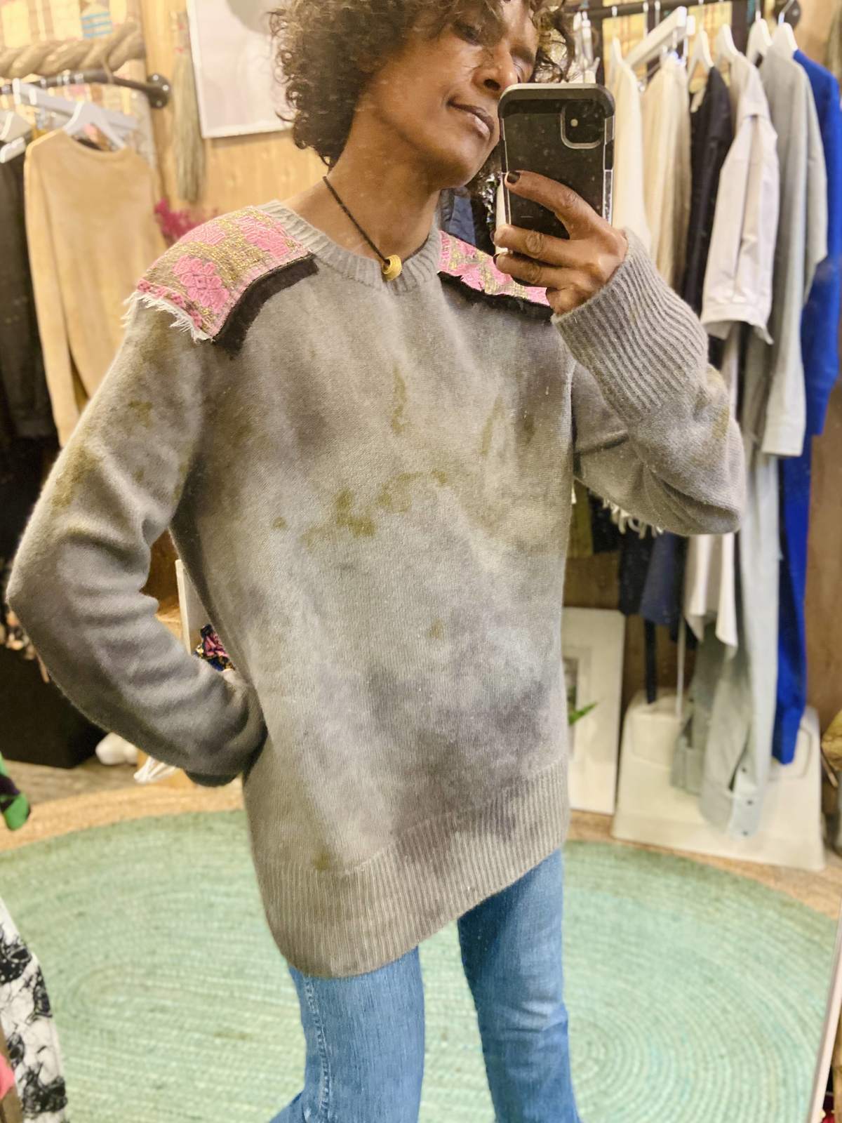 Yesaet Hirut Botanically Dyed Crewneck Sweater - Vintage Camo Botanical - Image 3 of 5