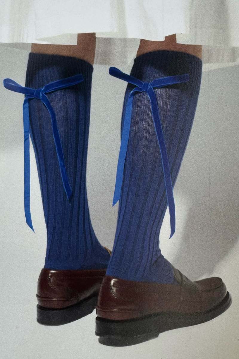 Maria La Rosa College Velvet Bow - Blue Maria La Rosa College Velvet Bow - Blue
