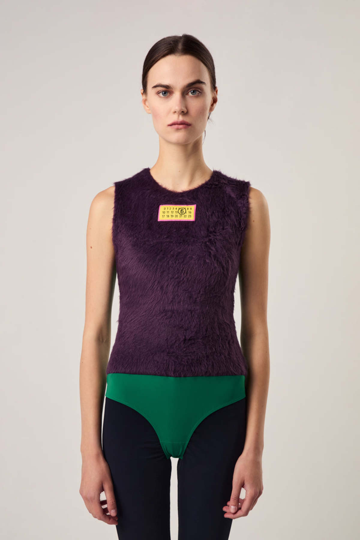 MM6 Maison Margiela Faux-fur Bodysuit - Purple/Green