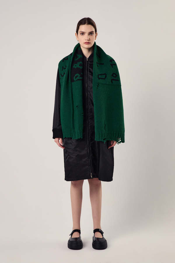 MM6 Maison Margiela Numeric Scarf - Green/Black | Garmentory