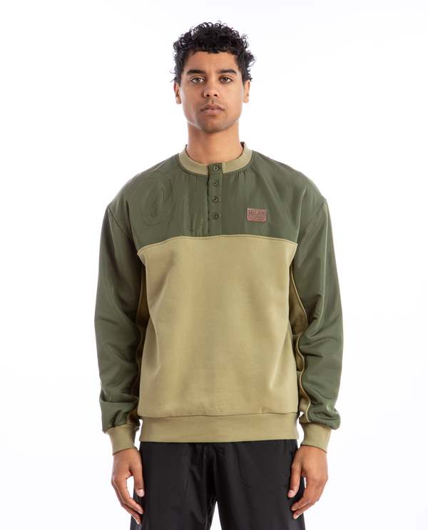 MALBON GOLF Gauge Henley Sweatshirt - Army