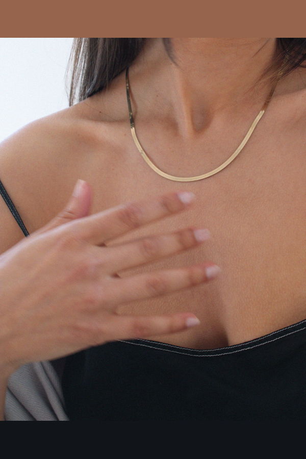 Tiro Tiro Herringbone Chain Necklace - Gold