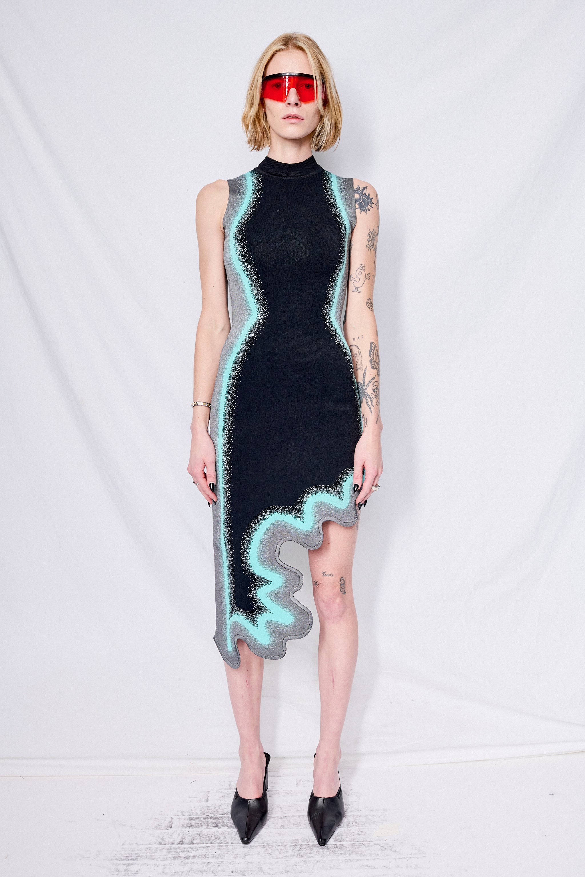 PH5 Wavy Asymmetric Dress - Black/Blue | Garmentory PH5 Wavy Asymmetric Dress - Black/Blue | Garmentory
