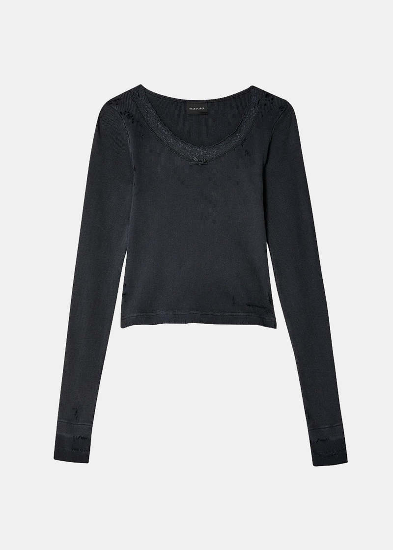 Balenciaga Distressed Lingerie Top - Black | Garmentory