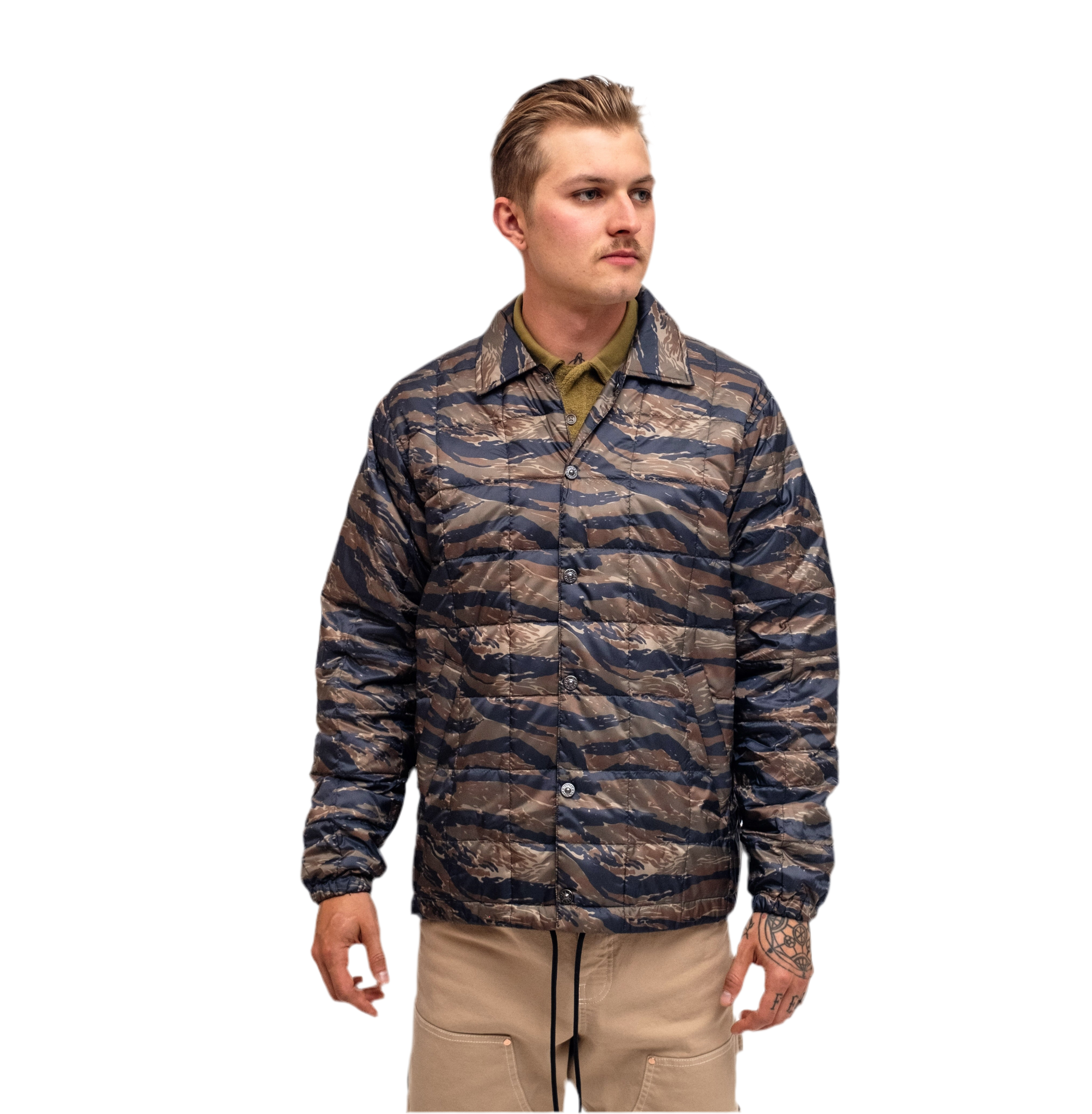 TAION Down Coach Jacket - Tiger Stripe | Garmentory
