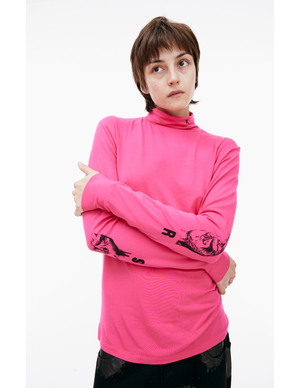Raf Simons Turtleneck with Logo - Pink | Garmentory