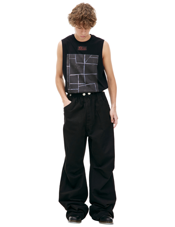RAF SIMONS Wide with Rivets Pants - Black | Garmentory