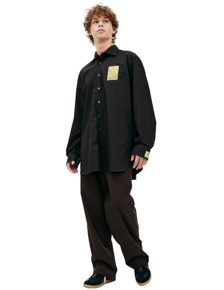 RAF SIMONS philippe vandenberg ニットポロシャツ Raf Simons x Philippe Vandenberg artwork-patch Shirt | Black