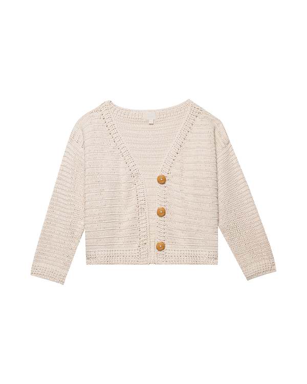 Honest Cotton Nora Crochet Cardigan - Cream/Black/White