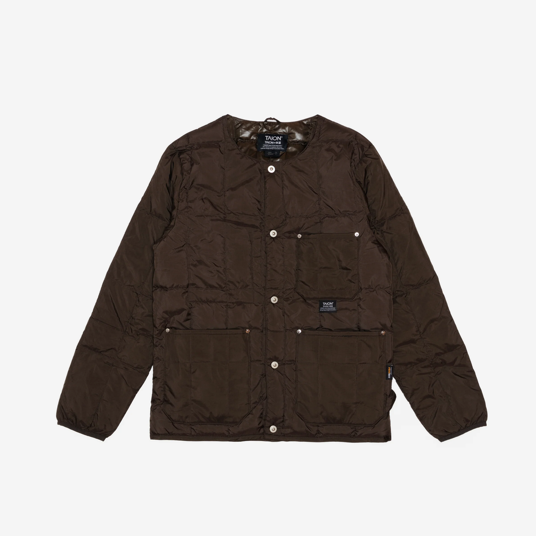 TAION Work Crew Neck Down Jacket - Dark Brown | Garmentory