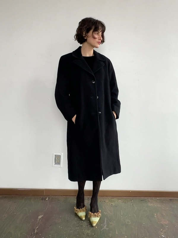 Camille Cashmere Blend Coat in Black
