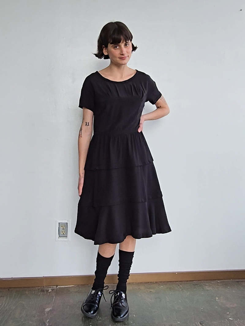 Miu Miu Tiered Dress - Black | Garmentory