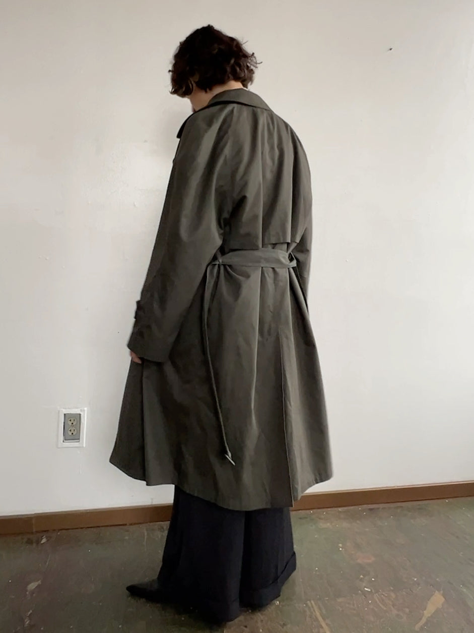 Original Italian military women trench coat olive long with belt liner army NEW