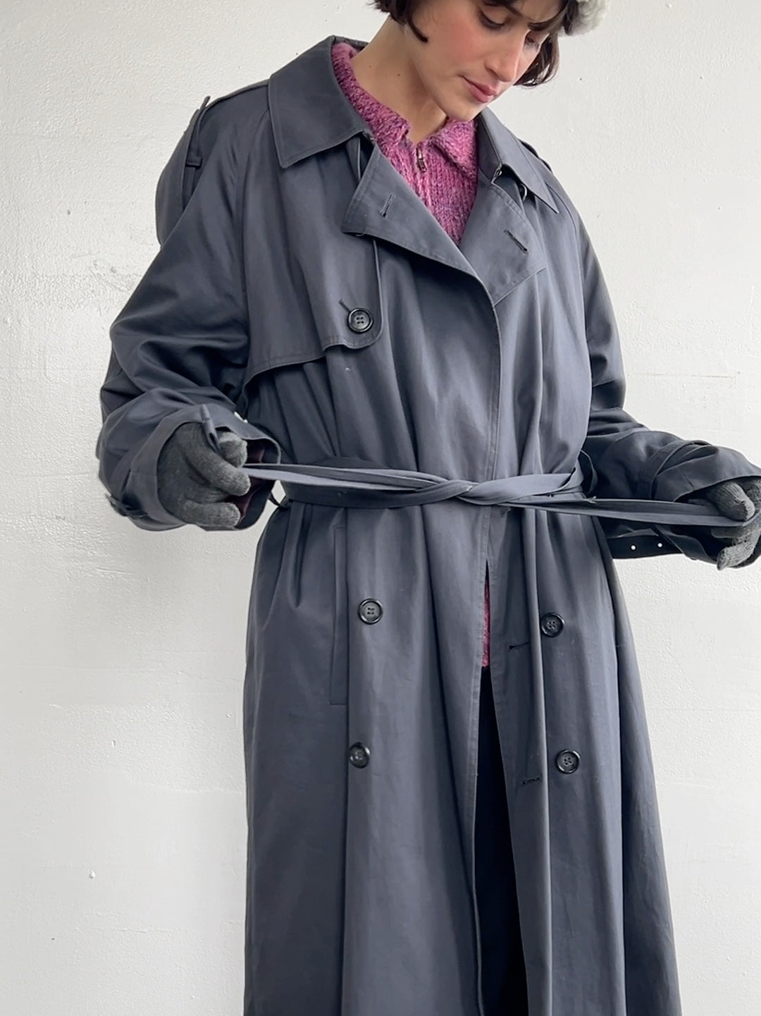 Yves Saint Laurent グレー ロングコート Yves-Saint-Laurent-Gray-Trench