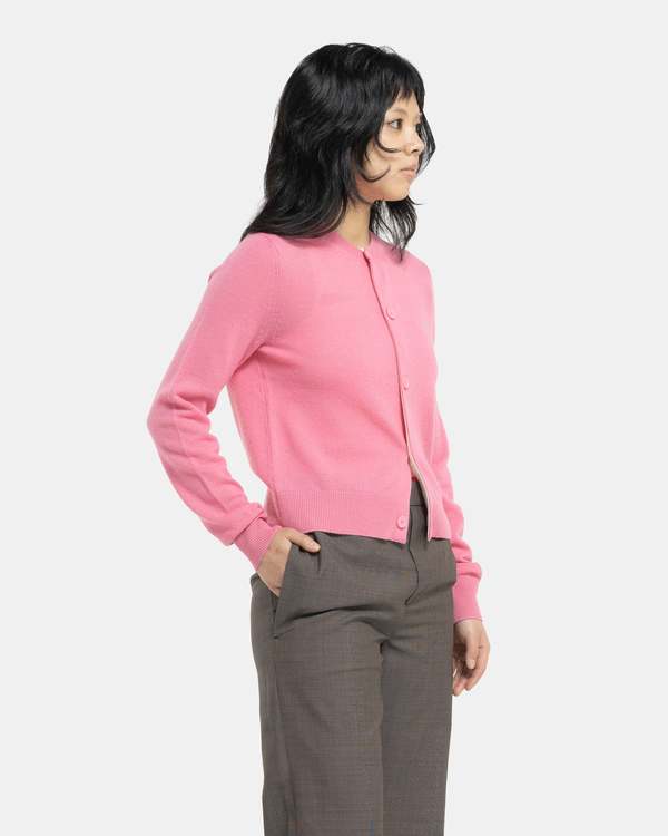 Acne Studios Embellished Face Logo Cardigan - Tango Pink | Garmentory