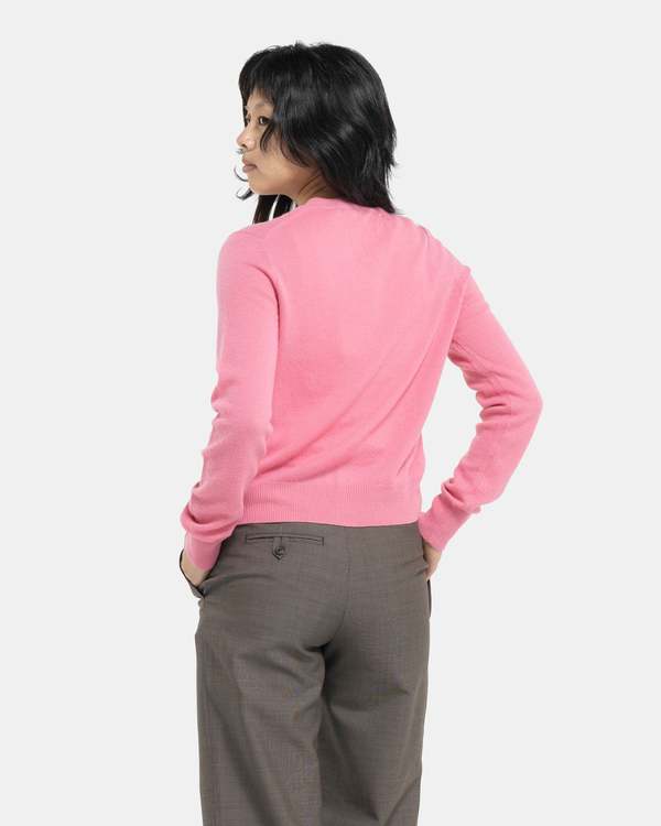 Acne Studios Embellished Face Logo Cardigan - Tango Pink | Garmentory