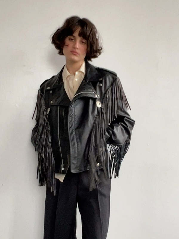 Vintage 80s Schott Fringe Leather Moto Jacket - Black | Garmentory