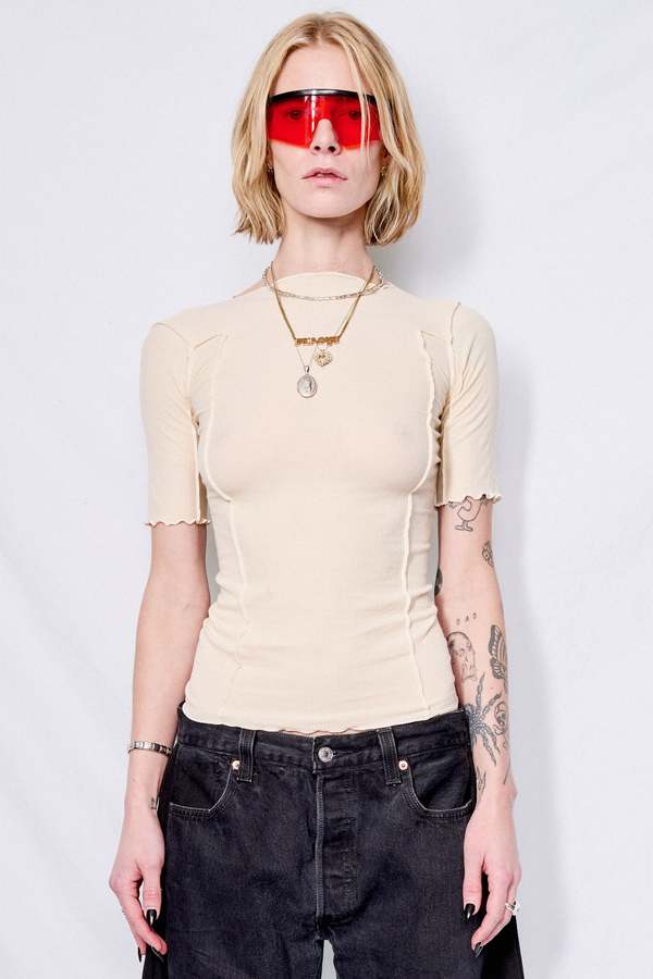 Baserange Omato 3/4 Rib T-Shirt Off White Garmentory