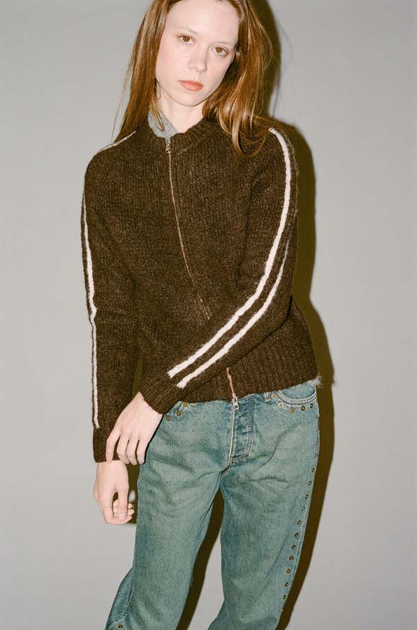 Paloma Wool Grand Slam Zip Sweater - Brown | Garmentory