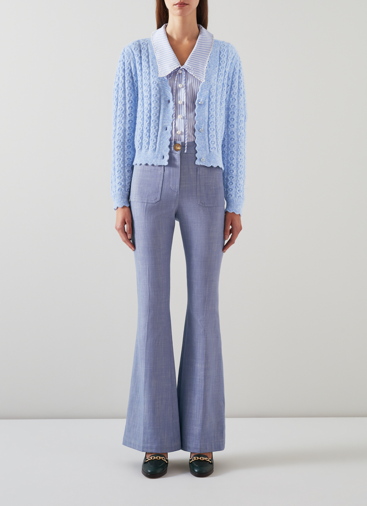 LK Bennett Coleen Cardigan - Pale Blue Marl - Image 1 of 3