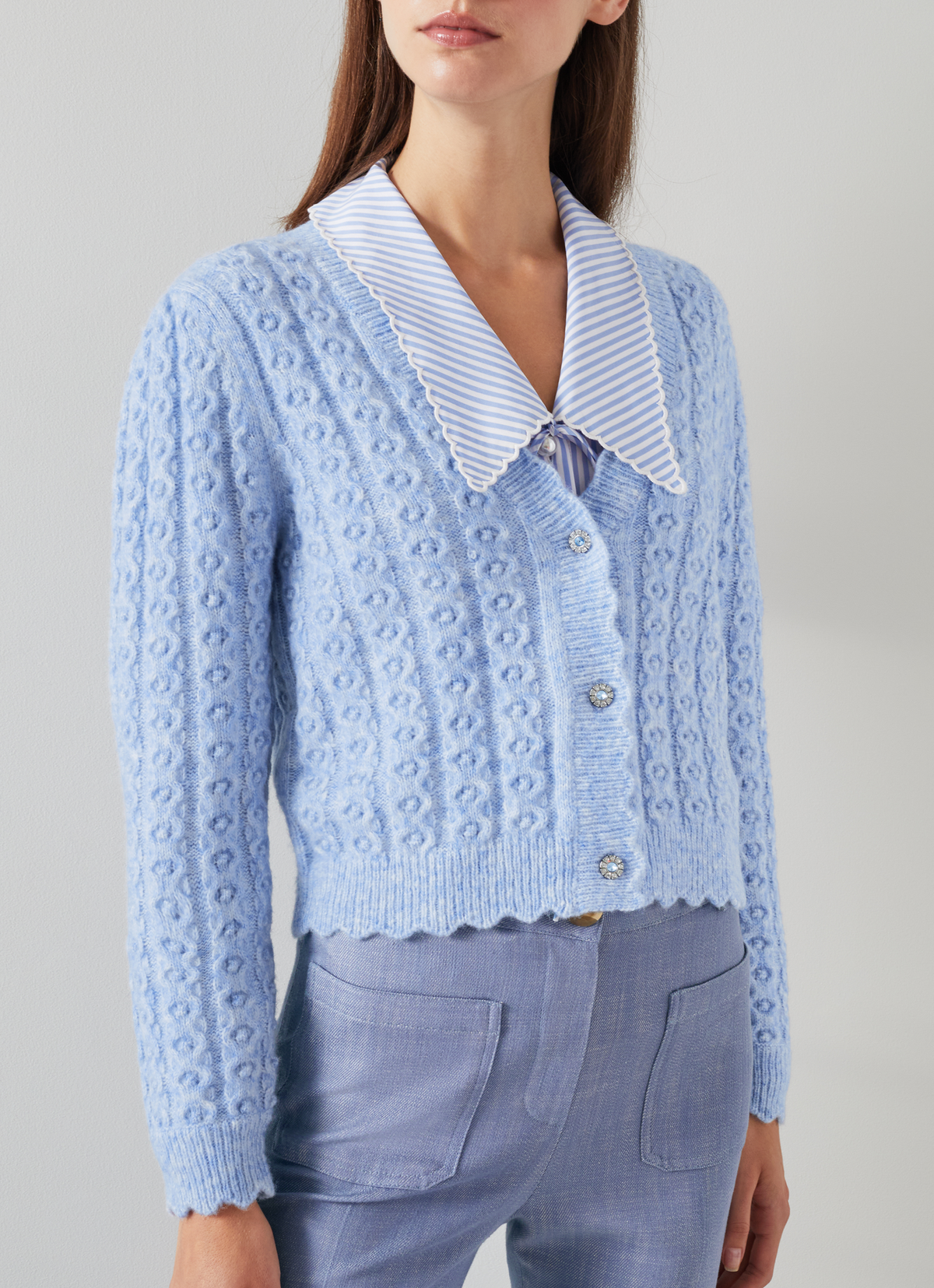 LK Bennett Coleen Cardigan - Pale Blue Marl - Image 3 of 3