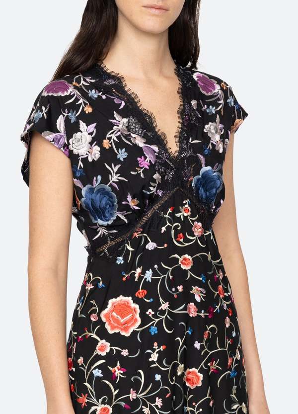 Sea NEW YORK ★【SALE！】プリシラ Priscilla V-Neck Dress Black Priscilla Embroidery V-Neck Maxi Dress | Sea New York