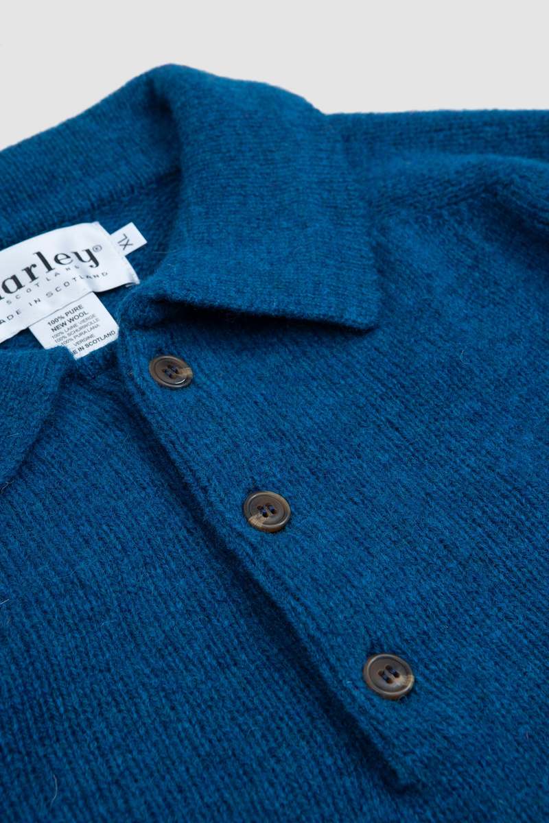 Harley of Scotland 3 Button Henley Neck Closure Sweater - Atlantic Spray
