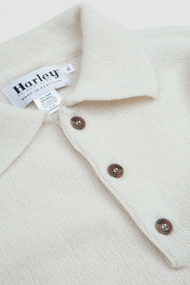 Harley of Scotland 3 Button Henley Neck Closure Sweater - Winter White