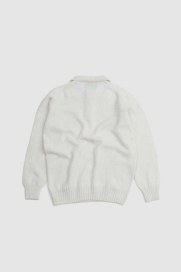 Harley of Scotland 3 Button Henley Neck Closure Sweater - Winter White