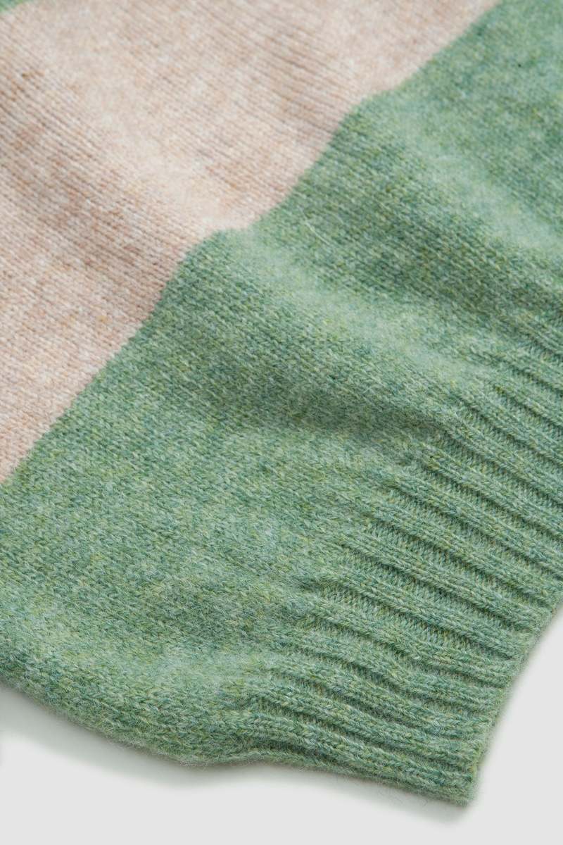 Harley of Scotland Block Stripe Crew Neck Sweater - Jades Dairy/Tusk