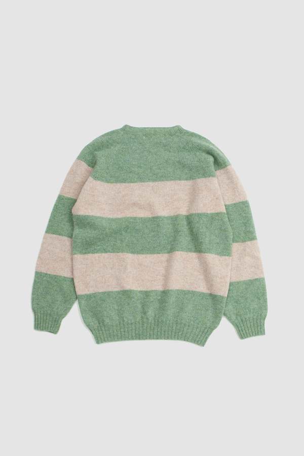Harley of Scotland Block Stripe Crew Neck Sweater - Jades Dairy/Tusk