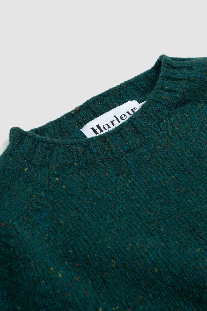 Harley of Scotland Crew Neck Sweater - Solid Colour Canna