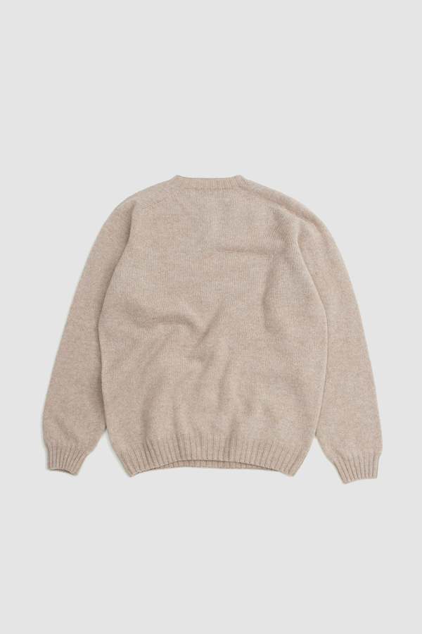 Henley Neck Closure Crew Sweater - Oatmilk