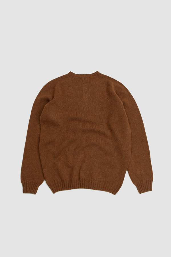 Harley of Scotland Henley Neck Closure Crew Sweater - Pecan