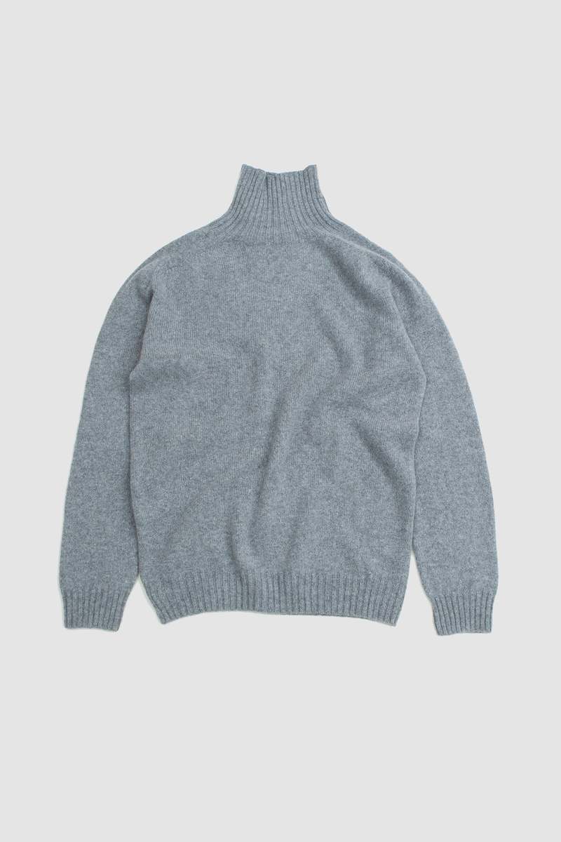 Harley of Scotland Polo Neck Sweater - Flannel Grey