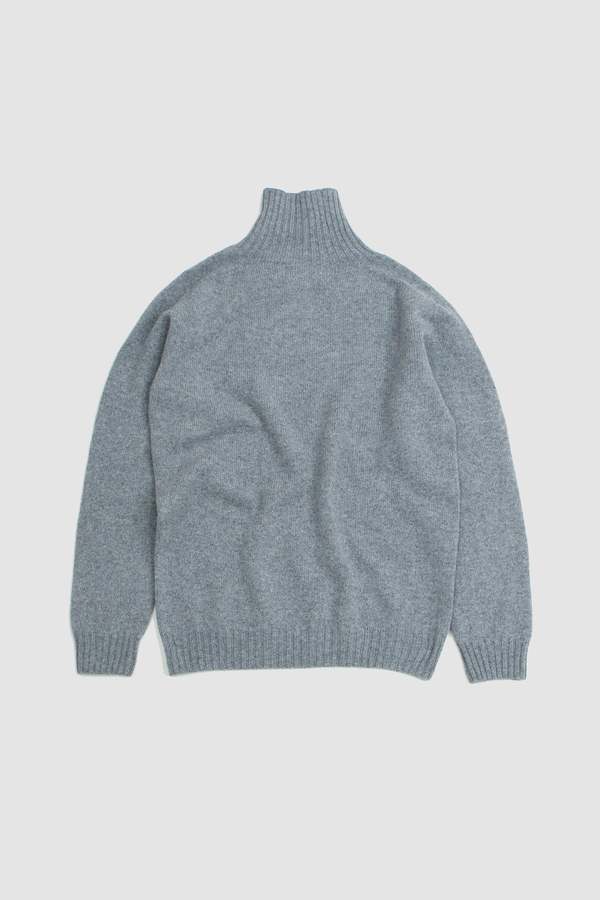 Harley of Scotland Polo Neck Sweater - Flannel Grey
