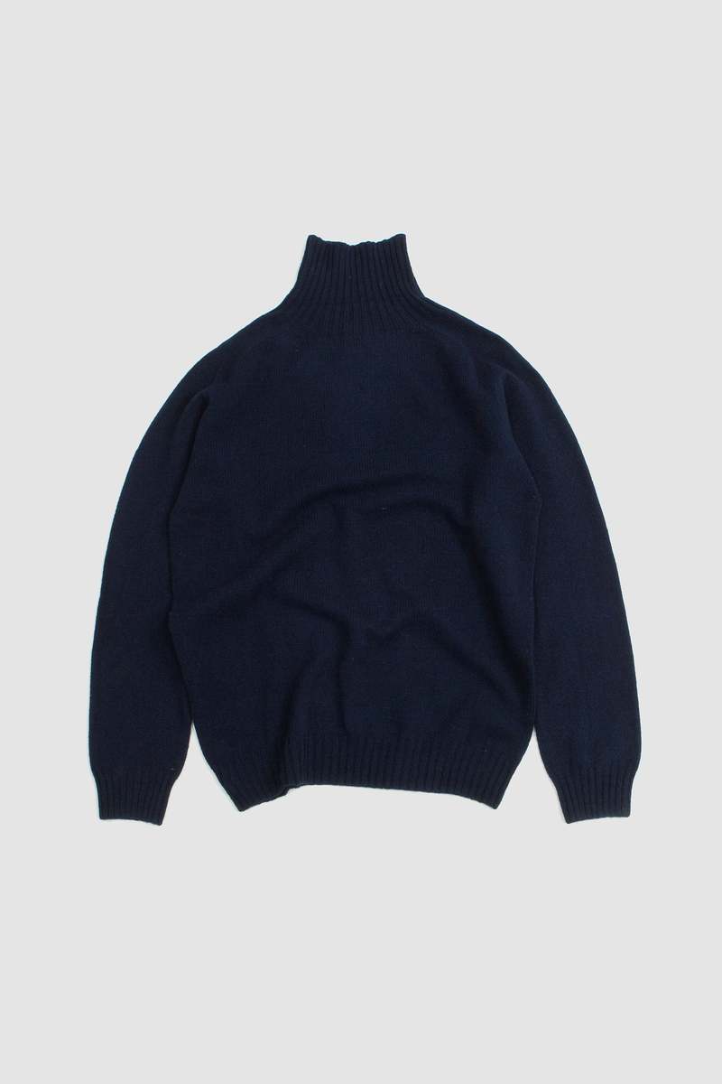 Harley of Scotland Polo Neck Sweater - New Navy