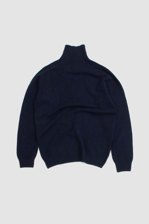 Harley of Scotland Polo Neck Sweater - New Navy