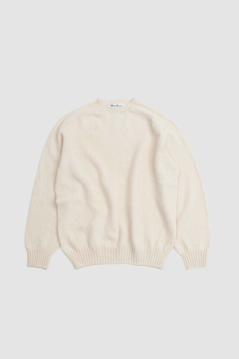 Harley of Scotland Saddle Shoulder Crew Neck Sweater - Cream