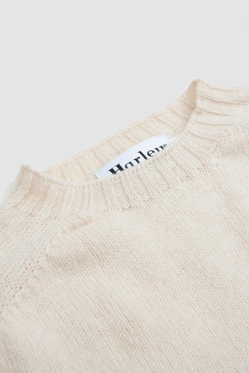 Harley of Scotland Saddle Shoulder Crew Neck Sweater - Cream