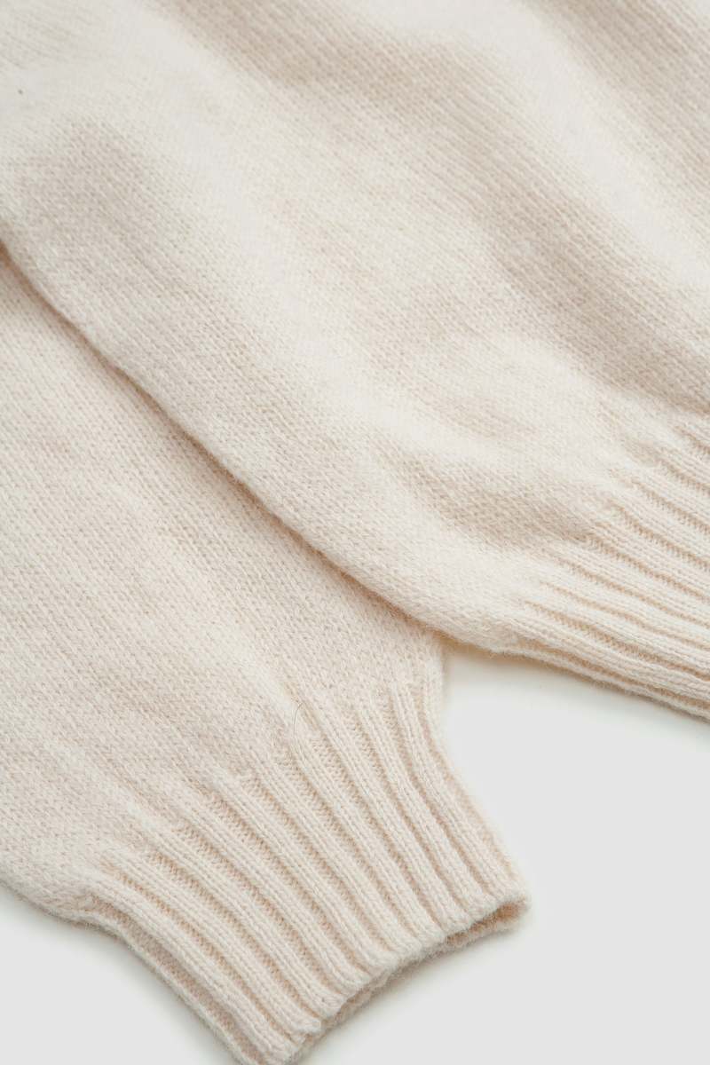 Harley of Scotland Saddle Shoulder Crew Neck Sweater - Cream