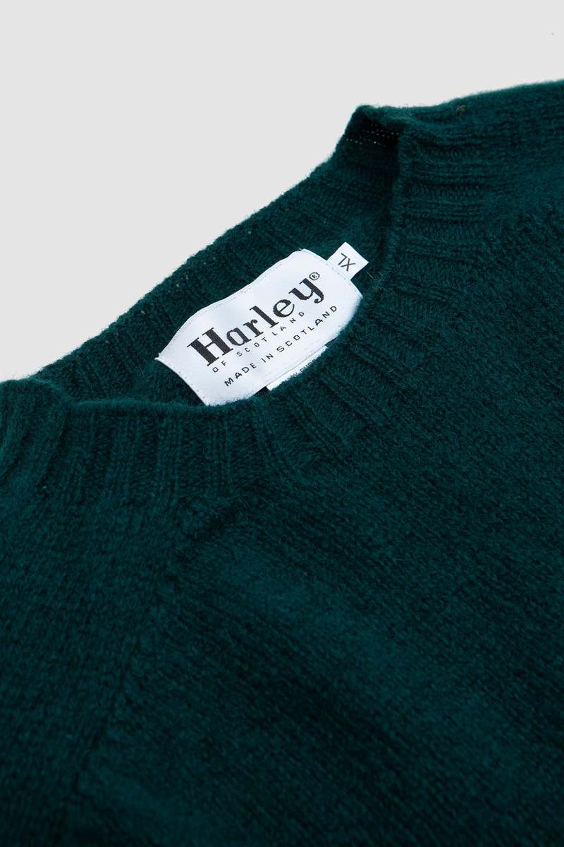 Harley of Scotland Saddle Shoulder Crew Neck Sweater - Forest