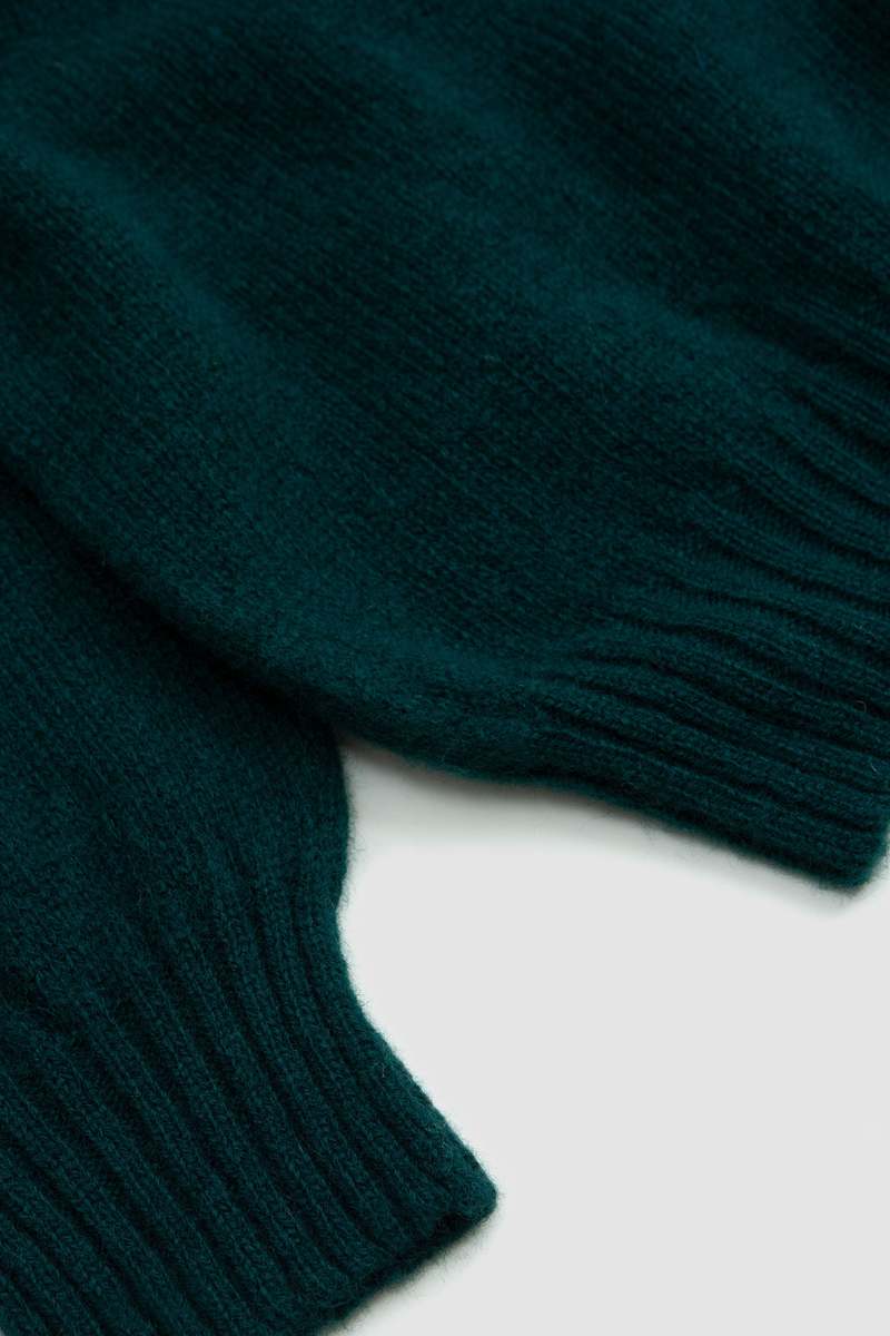 Harley of Scotland Saddle Shoulder Crew Neck Sweater - Forest