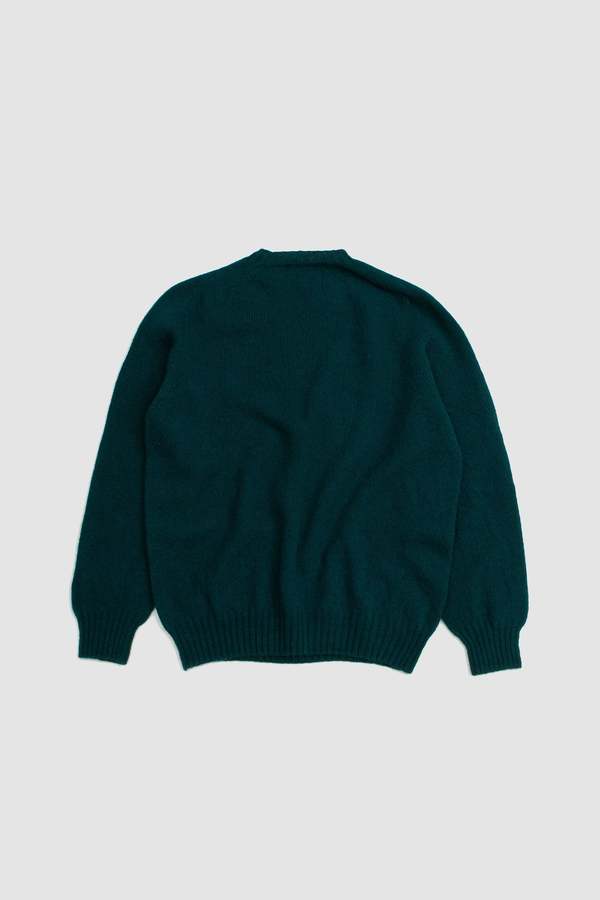 Harley of Scotland Saddle Shoulder Crew Neck Sweater - Forest