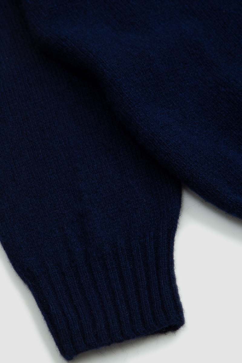Harley of Scotland Saddle Shoulder Crew Neck Sweater - New Navy