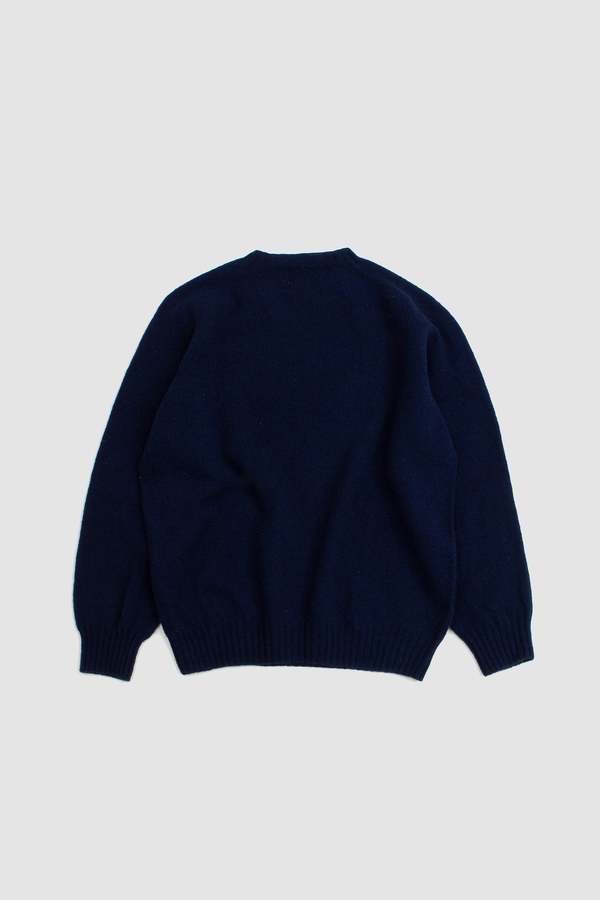 Harley of Scotland Saddle Shoulder Crew Neck Sweater - New Navy
