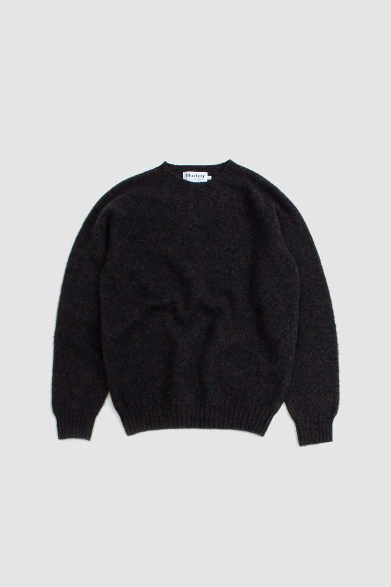 Harley of Scotland Shaggy Crew Neck Sweater - Midnight