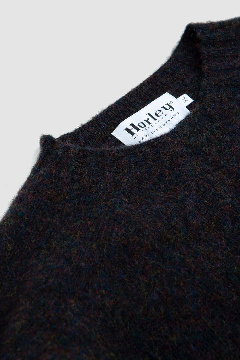 Harley of Scotland Shaggy Crew Neck Sweater - Midnight